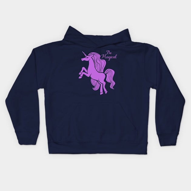 Cute Purple Unicorn Silhouette - Be Magical Kids Hoodie by Animal Specials